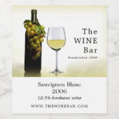 Witte wijn en druiven, wijnstang/wijnmoer wijn etiket (Enkel label)