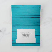 Witte wijn en relax touw tekst op turquoise hout kaart (Binnen)