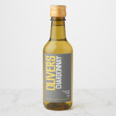 Witte wijn gele grijze wijnmakers tekst mini wijn etiket (Voorkant)