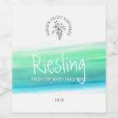 Witte wijn groene blauwe aangepaste wijnmakers eti etiket (Enkel label)