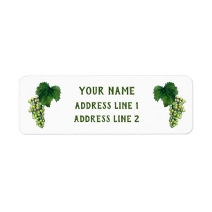 Witte wijn Groene druiven Aangepaste Adresetikette Etiket