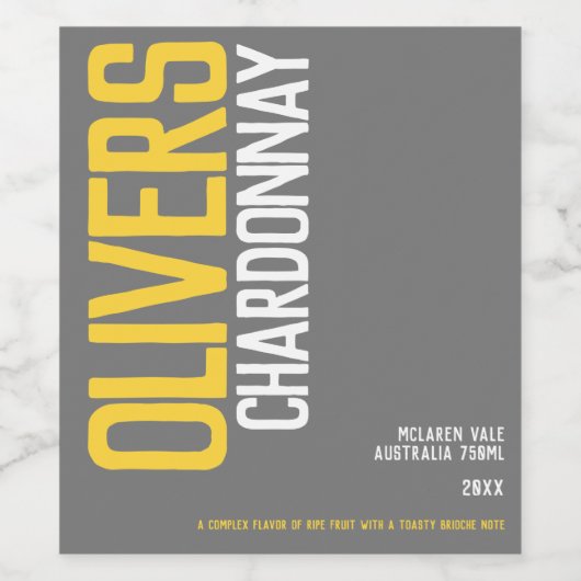 Witte wijn huis wijnmakers tekst aangepaste geel wijn etiket (Enkel label)