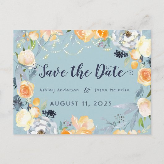 WITTE WIJN & ROZEN Save The Date Briefkaart (Voorkant)