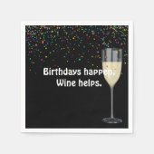 Witte Wijn Verjaardag en Confetti Servetten (Voorkant)