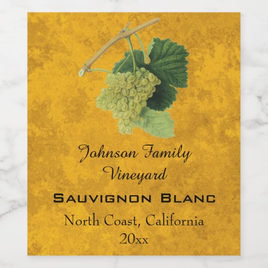 witte wijndruiven, Sauvignon blanc Wijn Etiket (Enkel label)