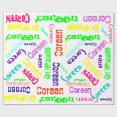 Witte wikkelneon kleur Naam Collage Cadeaupapier (Vlak)