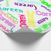 Witte wikkelneon kleur Naam Collage Cadeaupapier (Hoek)