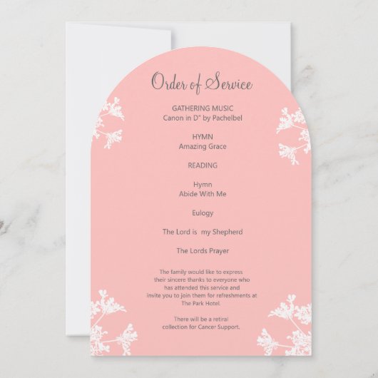 Witte wilde bloem in liefdevolle herinnering begra kaart (Achterkant)