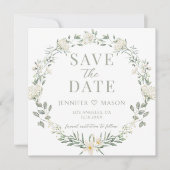 Witte wilde bloem Sla de uitnodiging voor de datum (Voorkant)