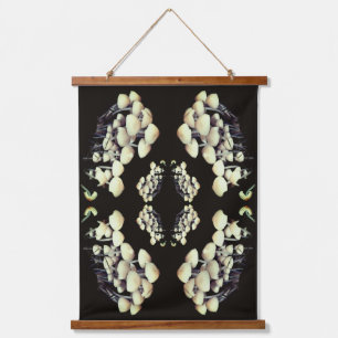 Witte Wilde Paddenstoelen Abstract Natuur Patroon Hangend Wandkleed