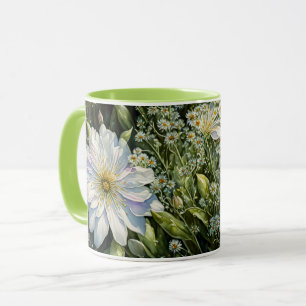 Witte Wildflower Bloemen Tuin Art Cup Mok