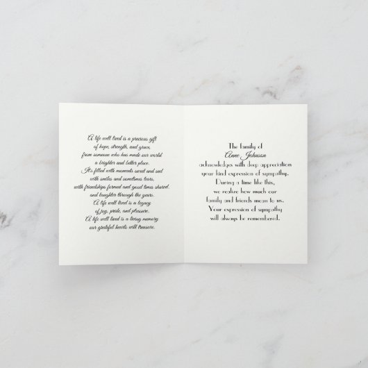 Witte Wildflower Meadow voor sympathie Dank u Bedankkaart (Binnen)