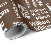 Witte WILLIAM naam op Brown Cadeaupapier (Rol Hoek)