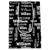 Witte WILLIAM naam op zwart Medium Cadeauzakje (Achterkant)