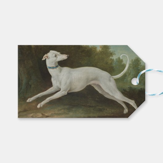 Witte windhond (door Jean-Baptiste Oudry) Cadeaulabel (Voorkant (Horizontaal))