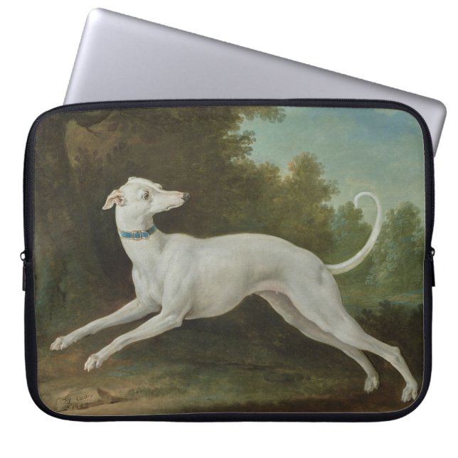 Witte windhond (door Jean-Baptiste Oudry) Laptop Sleeve (Voorkant)
