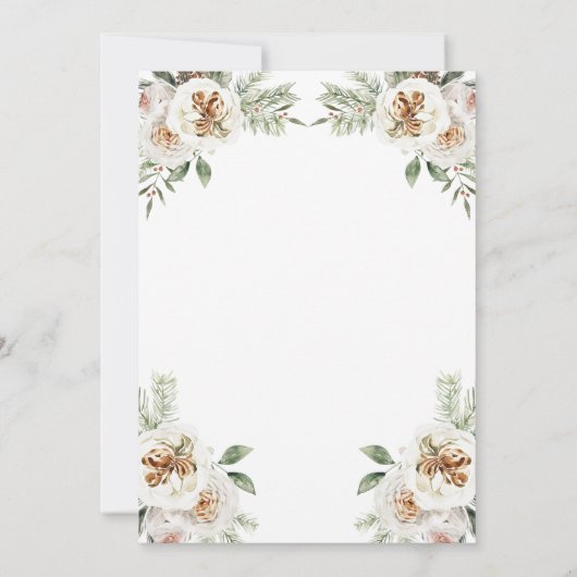 Witte Winter Bloem Kerst Verjaardagsfeestje Kaart (Achterkant)