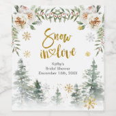 Witte Winter Bloem Kerst Wijnfles Label Wijn Etiket (Enkel label)