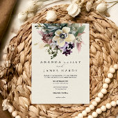 Witte Winter Bloemige Aquarel Bruiloft Kaart