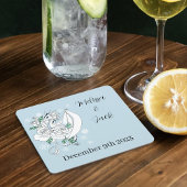 Witte Winter Dragon Bruiloft Vierkante Kartonnen Onderzetter