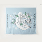 Witte Winter Dragon Sneeuwvlok Blauw Wandkleed (Voorkant (horizontaal))