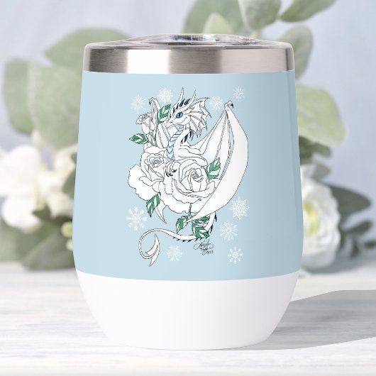 Witte Winter Dragon Sneeuwvlokken Blauw
