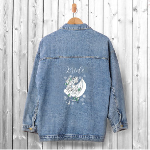 Witte Winter Dragon Sneeuwvlokken Blauw Denim Jacket