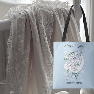 Witte Winter Dragon Sneeuwvlokken Blauw Draagtas