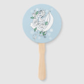 Witte Winter Dragon Sneeuwvlokken Blauw Handwaaier (Achterkant)