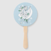 Witte Winter Dragon Sneeuwvlokken Blauw Handwaaier (Voorkant)