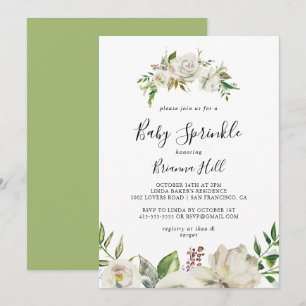 Witte Winter Pioen Bloemen Baby Sprinkle Kaart