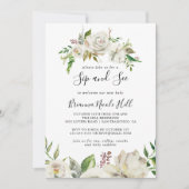 Witte Winter Pioen Bloemen Sip en See Kaart (Voorkant)