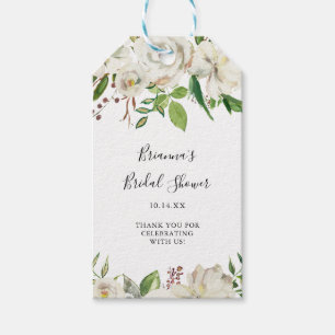 Witte Winter Pioen Bloemen Vrijgezellenfeest Cadeaulabel
