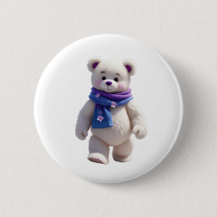 Witte winter Sneeuw Witte berg Sneeuw Bedekte boom Ronde Button 5,7 Cm