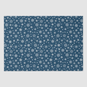 Witte Winter Sneeuwvlok Marine Blauw Tissuepapier