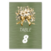 Witte Winterbes Groene Blad Gouden Lint Kaart (Voorkant)