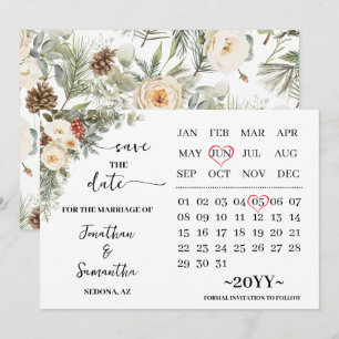Witte Winterbloemen Kalender Save The Date