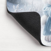 Witte winterkonijn met sjaal muismat (Hoek)