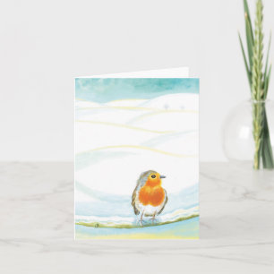 Witte winterlandschapsillustratie met roodborstje kaart