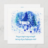 Witte Winterrendier Hert Kerstkaart (Voorkant / Achterkant)