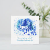 Witte Winterrendier Hert Kerstkaart (Staand voorkant)