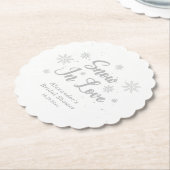 Witte wintersneeuw bruiloft bridal shower kartonnen onderzetters (Gekanteld)