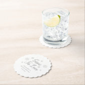 Witte wintersneeuw bruiloft bridal shower kartonnen onderzetters (Insitu)