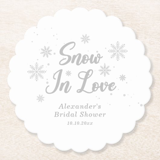 Witte wintersneeuw bruiloft bridal shower kartonnen onderzetters (Voorkant)