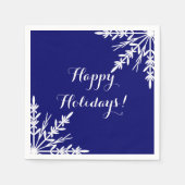 Witte wintersneeuwvlokken op blauwe Prettige feest Servetten (Voorkant)