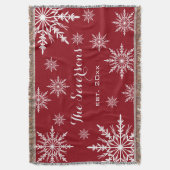 Witte wintersneeuwvlokken op rood deken (Voorkant Verticaal)
