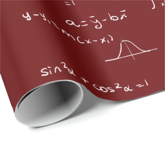 Witte wiskundige formules en vergelijkingen Maroon Cadeaupapier (Rol Hoek)