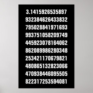 Witte wiskundige Pi op zwart Poster