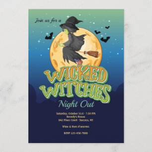 Witte Witches Halloween Party Kaart
