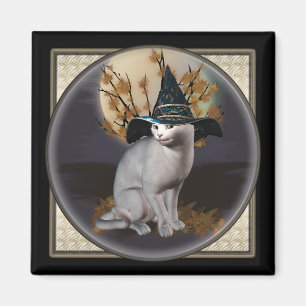 Witte Witte Witte Witte Kat Square Magnets Magneet